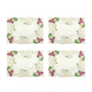 Embroidered Grapevine Ivory Cloth Placemats, 4 Pack